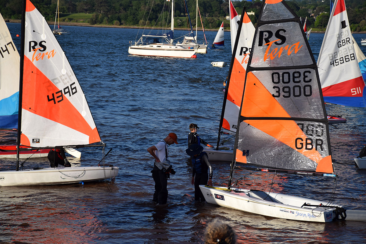 Feva dinghies going afloat