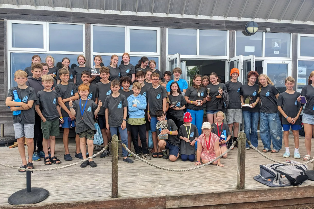Competitors on clubhouse decking